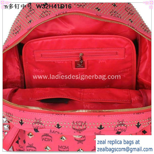 High Quality Replica Hot Sale MCM Medium Stark Front Studs Backpack MC4237 Red - Click Image to Close